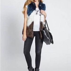 Guess Wz XS Faux Fur Ombré Vest with Chain